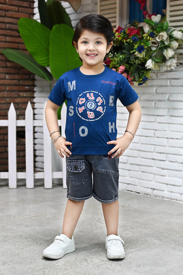 Graphic Tee & Denim Shorts Combo